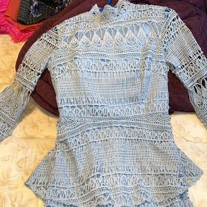 Prettylittlething blue lace dress. US 4.